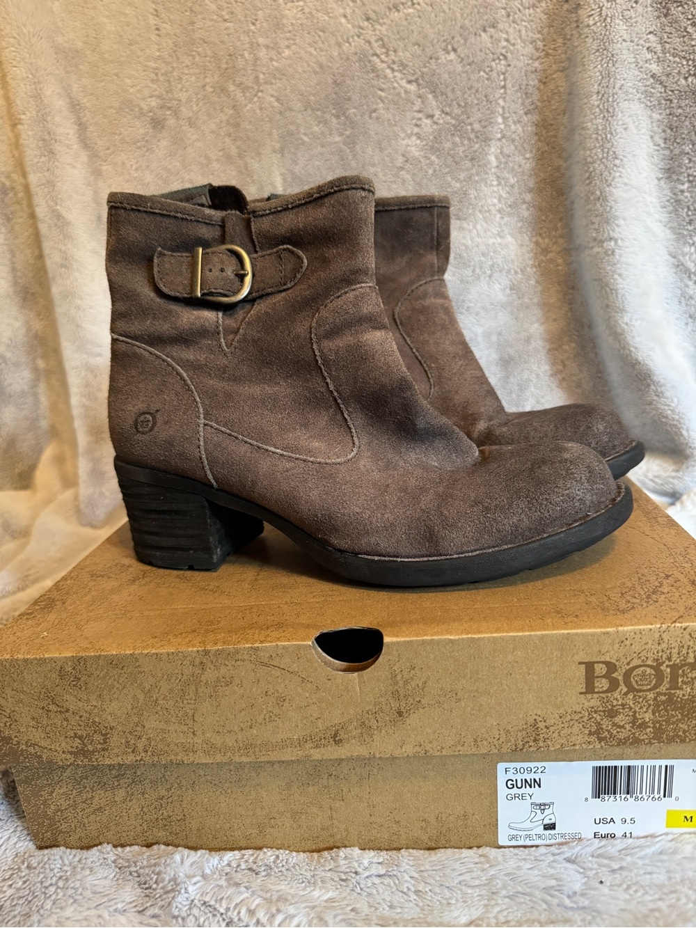 Born Gunn Grey Suede Ankle Boots